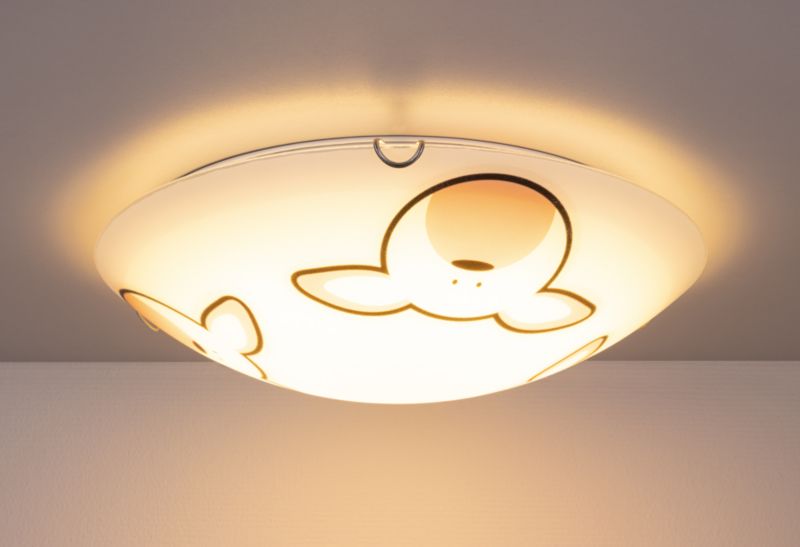 Loftlampe SPOT Light 2xE27 60W Hvidt Glas med Flerfarvet Kaninmønster, Polsk Producent, 1 stk.