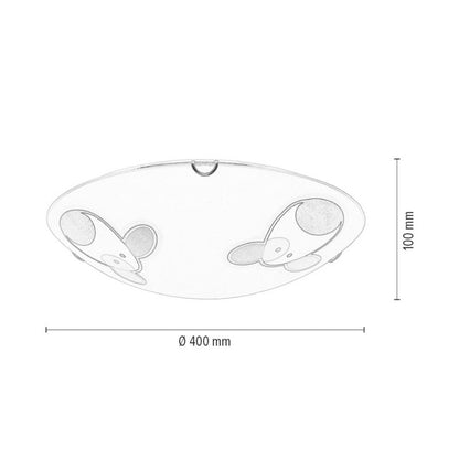 Loftlampe SPOT Light 2xE27 60W Hvidt glas med flerfarvet hundemotiv, polsk producent, 1 stk.