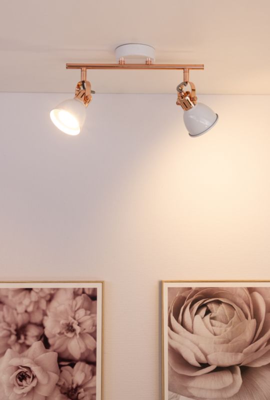 Loftlampe SPOT Light 2xGU10 Max. 50W Moderne Kombination af Kobber og Hvid, Polsk Producent, 1 stk.