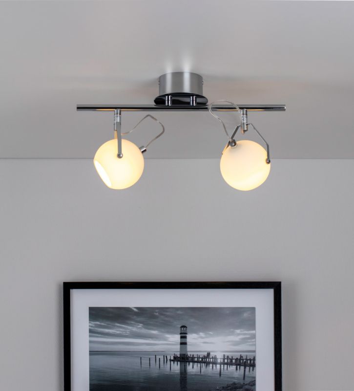 SPOT Light loftlampe 2xLED 3W klassisk kombination af krom og hvid fra polsk producent, 1 stk.