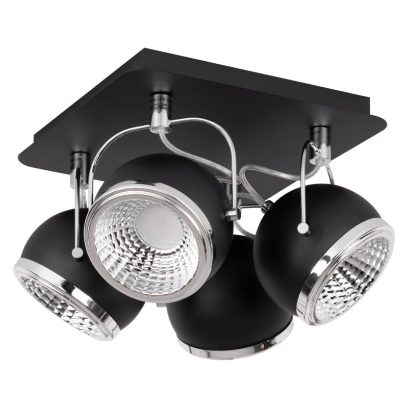 Spotlight loftlampe 4xGU10 LED 6W klassisk sort i industriel stil, polsk producent, 1 stk.