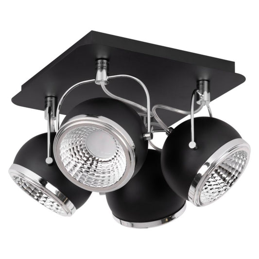 Spotlight loftlampe 4xGU10 LED 6W klassisk sort i industriel stil, polsk producent, 1 stk.