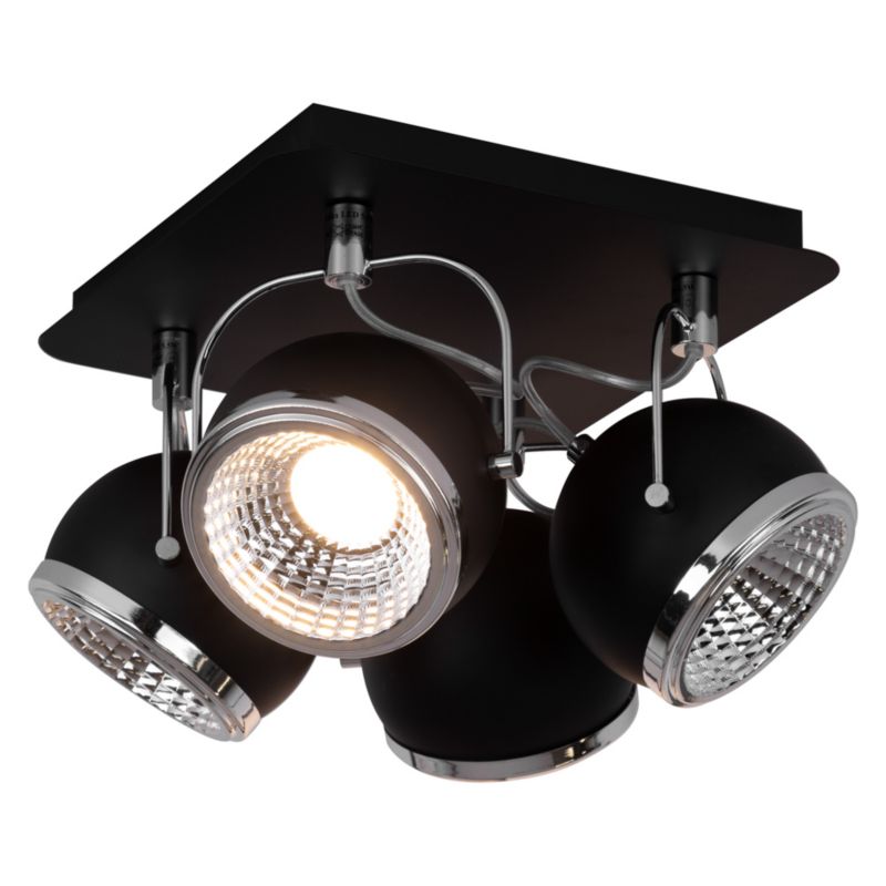 Spotlight loftlampe 4xGU10 LED 6W klassisk sort i industriel stil, polsk producent, 1 stk.
