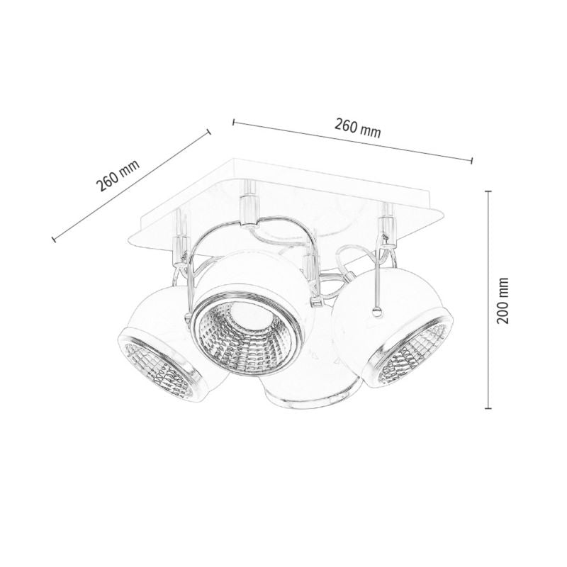 Spotlight loftlampe 4xGU10 LED 6W klassisk sort i industriel stil, polsk producent, 1 stk.