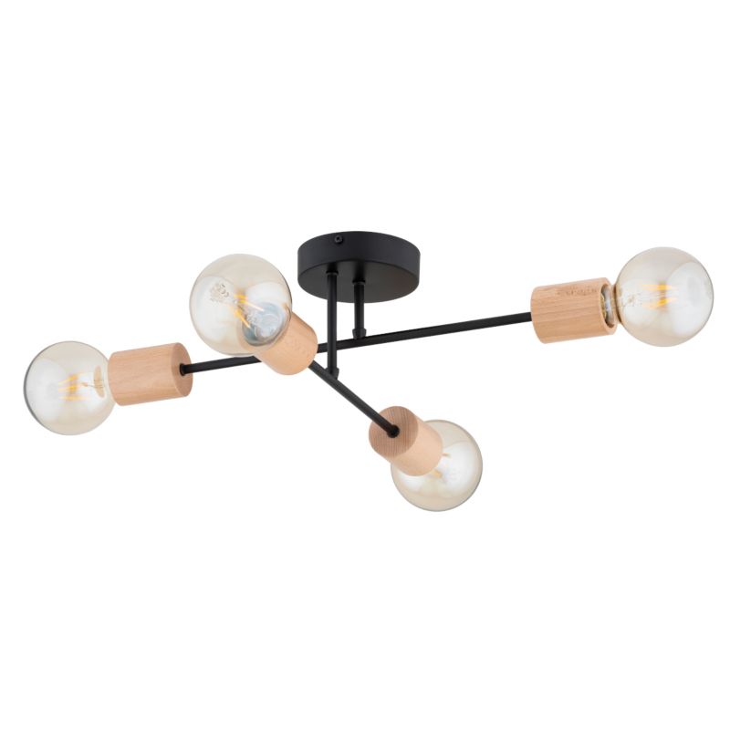 Loftslampe Lysekrone Alfa Stena 4 x E27 Sort/Træ