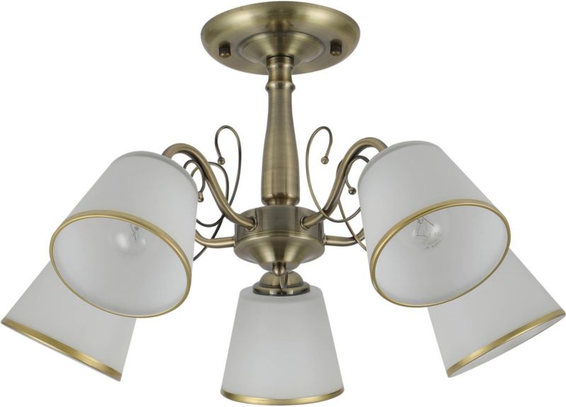 Losanna 5-punkts loftlampe med patineret finish og E14-sokkel