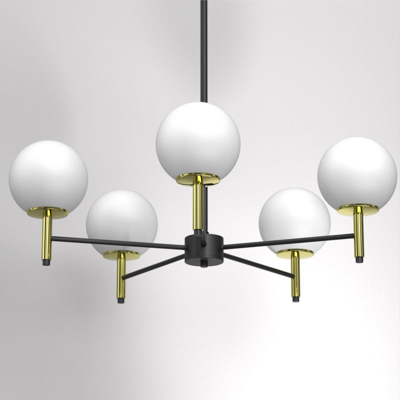 Loftslampe Lysekrone Awinion 6 x E27 Sort/Guld