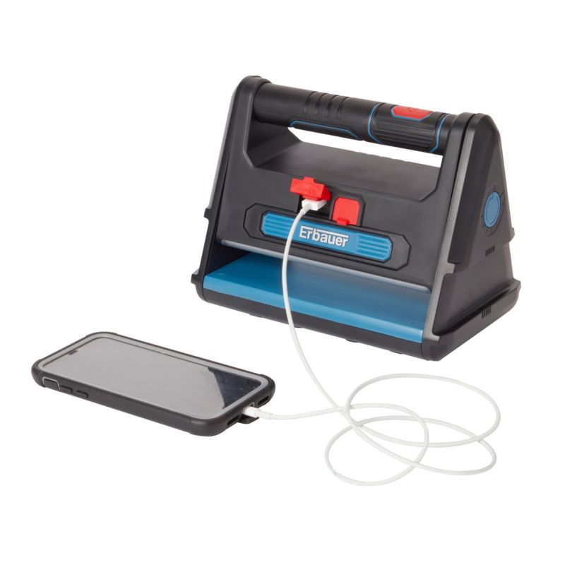 Erbauer 20 W arbejdslygte med USB og bilstik
