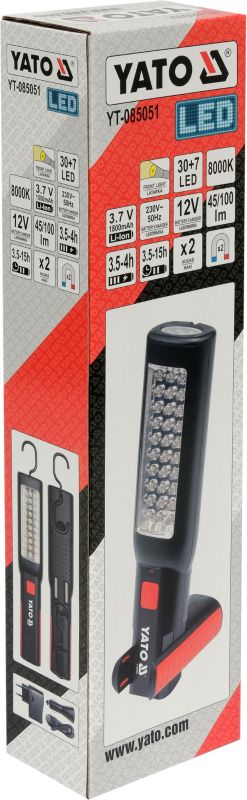 Akku Værkstedlampe 30+7 LED 100 lm Sort Rød