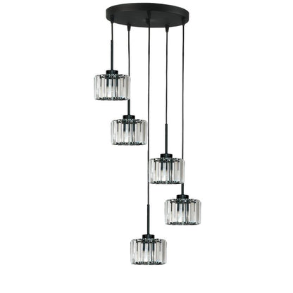 Hængelampe OMENA 14-950 5xE27 Krystal Glamour Sort 45 cm