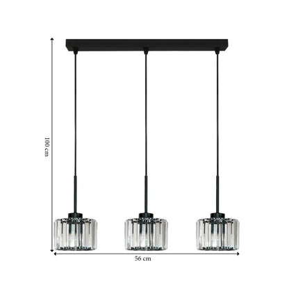 Hængelampe Omena 3xE27 Sort Krystal 56 cm 14-954
