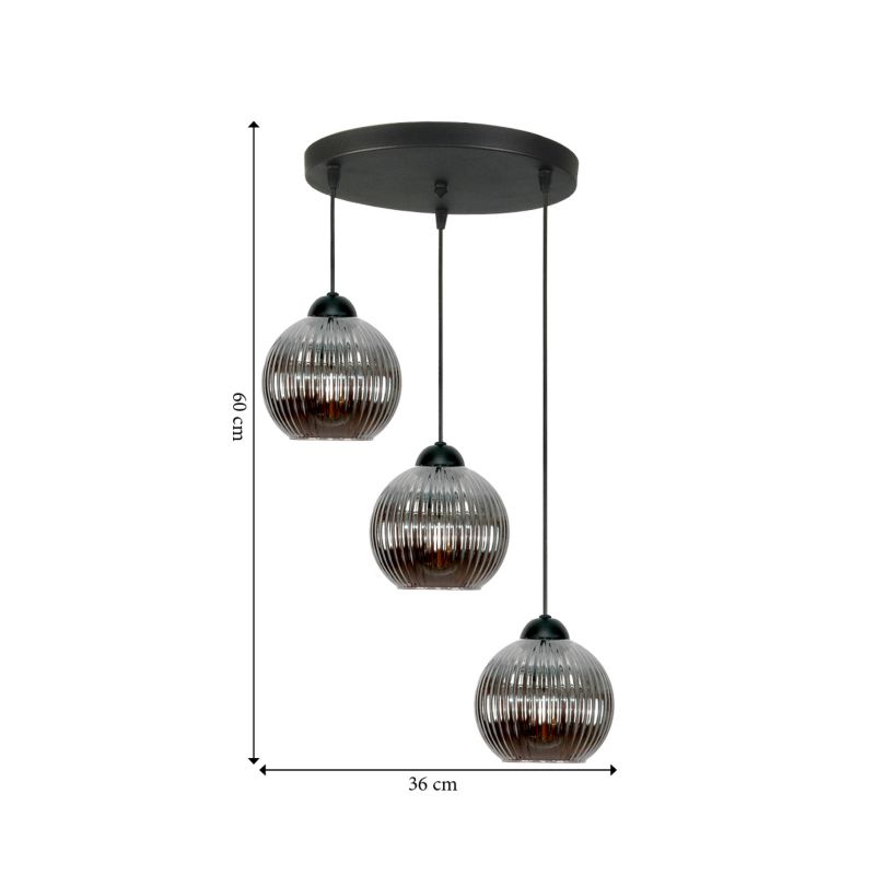 Loftslampe SFERA 3xE27 Sort 60 cm