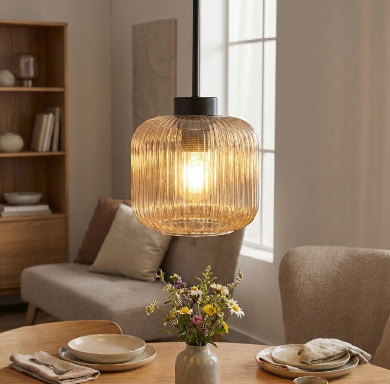 Hængelampe Edylit Beka Amber 15 cm Rav Sort 1xE27