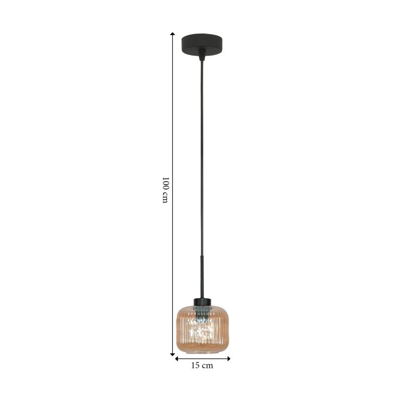 Hængelampe Edylit Beka Amber 15 cm Rav Sort 1xE27