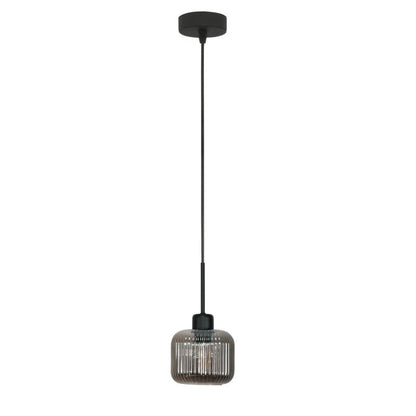 Hængelampe EDYLIT Beka Grey 1xE27 100 cm Sort