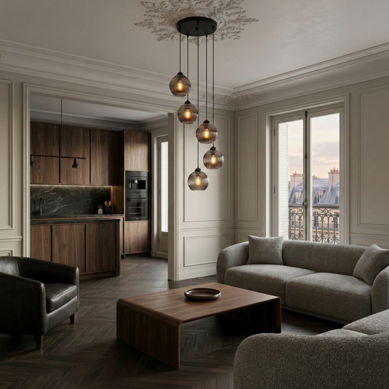 Hængelampe Kaskade 5xE27 Sort 95 cm SFERA 15-050