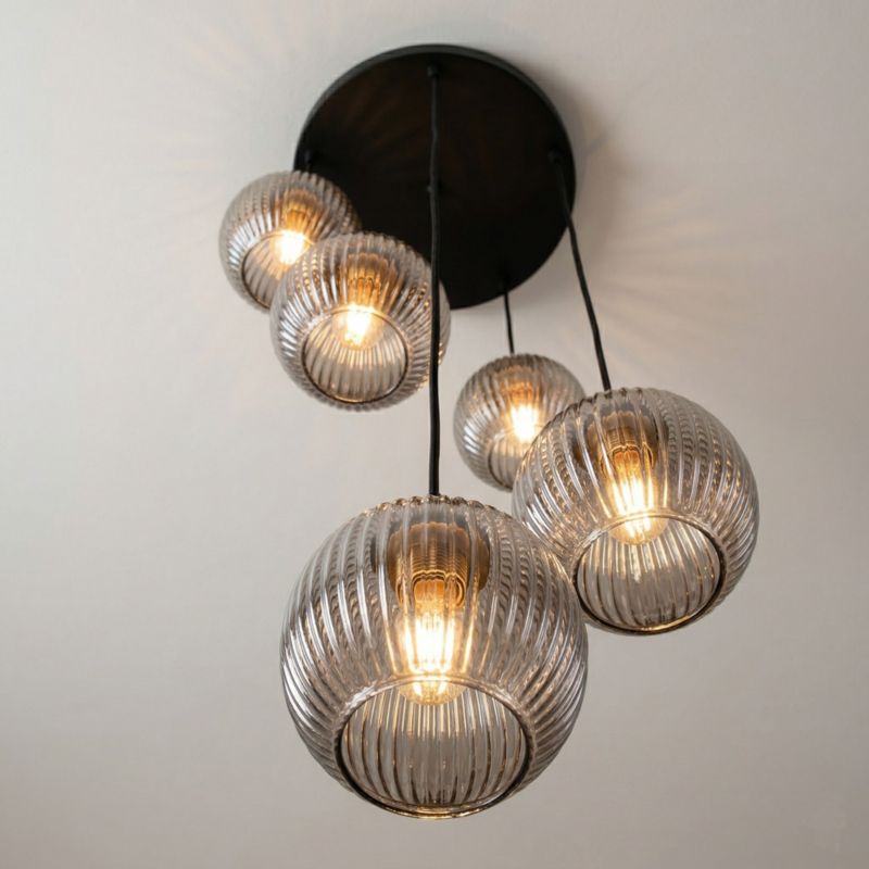 Hængelampe Kaskade 5xE27 Sort 95 cm SFERA 15-050