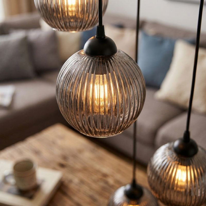 Hængelampe Kaskade 5xE27 Sort 95 cm SFERA 15-050