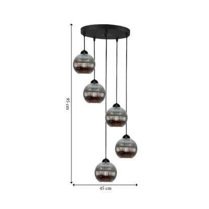 Hængelampe Kaskade 5xE27 Sort 95 cm SFERA 15-050