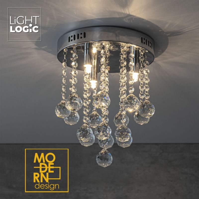 LightLogic LL VETED 3xG9 hængelampe med krystaller, loftlampe, 1 stk.