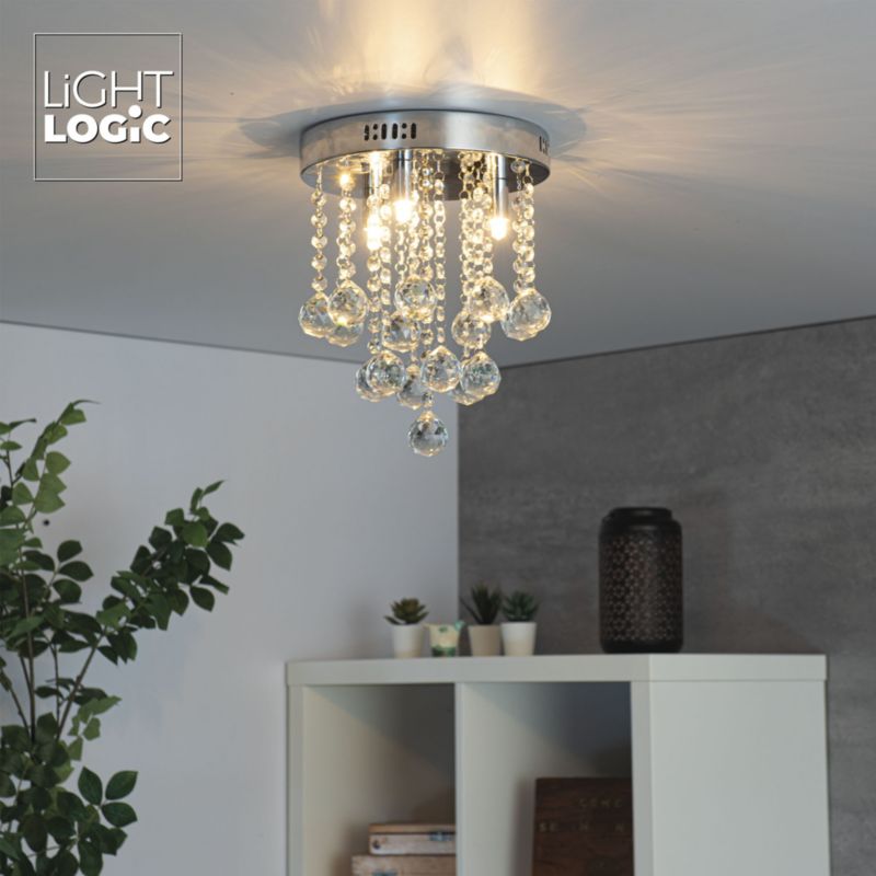 LightLogic LL VETED 3xG9 hængelampe med krystaller, loftlampe, 1 stk.
