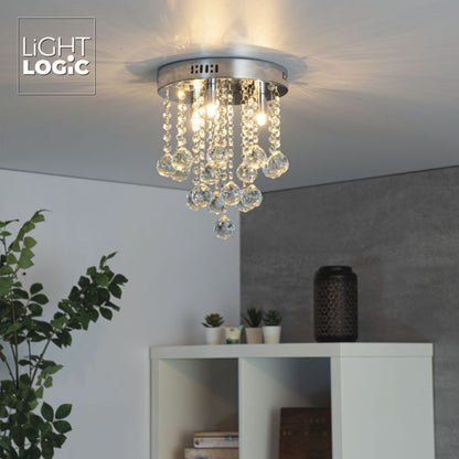 LightLogic LL VETED 3xG9 hængelampe med krystaller, loftlampe, 1 stk.