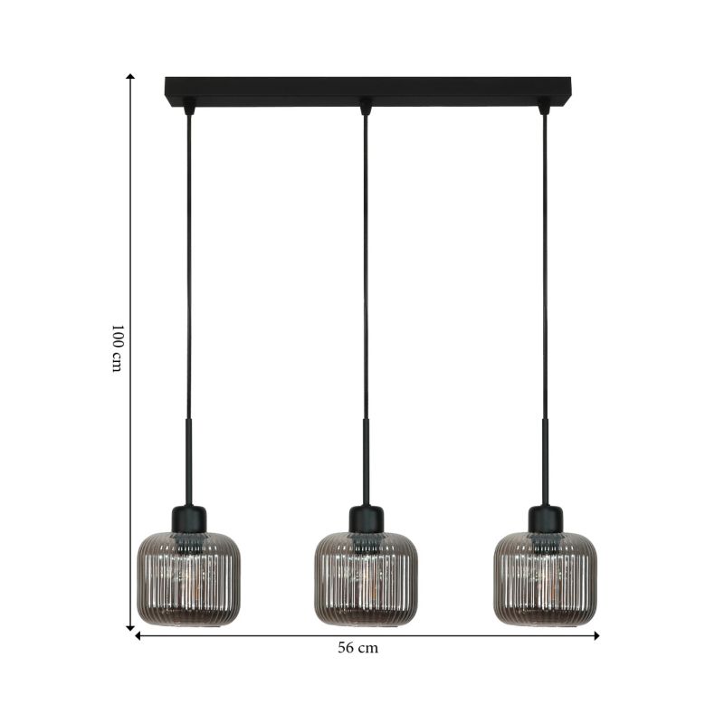 Loftslampe BEKA 3xE27 Sort 100 cm