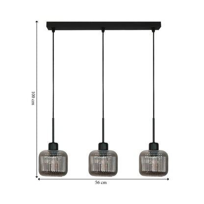 Loftslampe BEKA 3xE27 Sort 100 cm