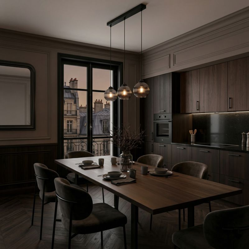 Hængelampe Liste 3xE27 Grå Rillede Kugler Loft SFERA 15-054