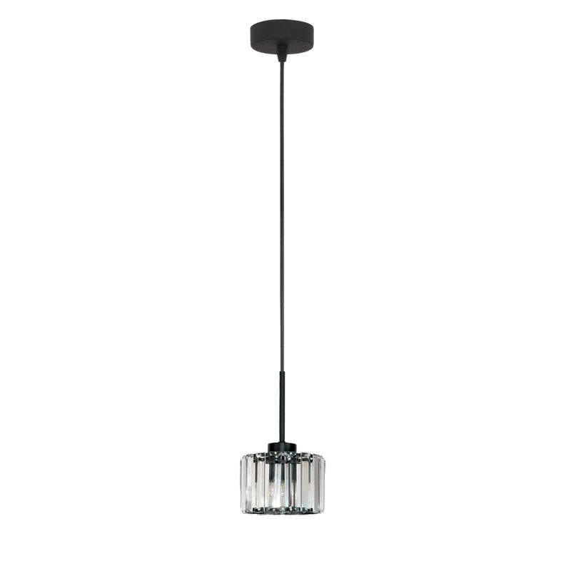 Hængelampe Edylit OMENA 1xE27 Sort Krystal Glamour 14-955