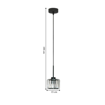 Hængelampe Edylit OMENA 1xE27 Sort Krystal Glamour 14-955