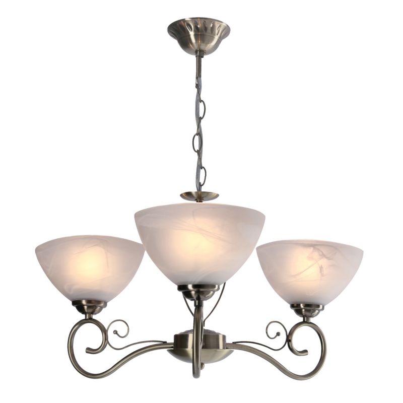 Lysekrone Horizon 3x E27 Antik Messing 57 cm