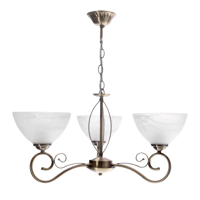 Lysekrone Horizon 3x E27 Antik Messing 57 cm