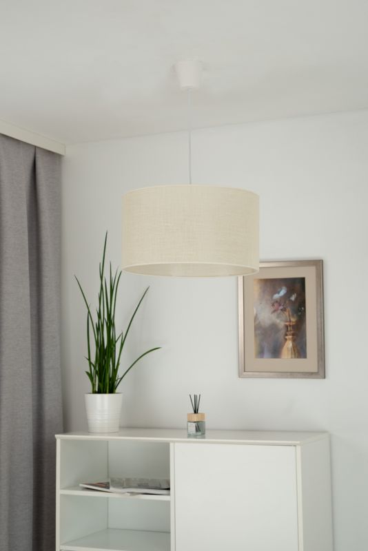 Duolla 1 x E27 pendellampe i hvid jutestof