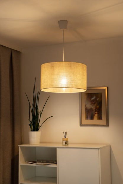 Duolla 1 x E27 pendellampe i hvid jutestof