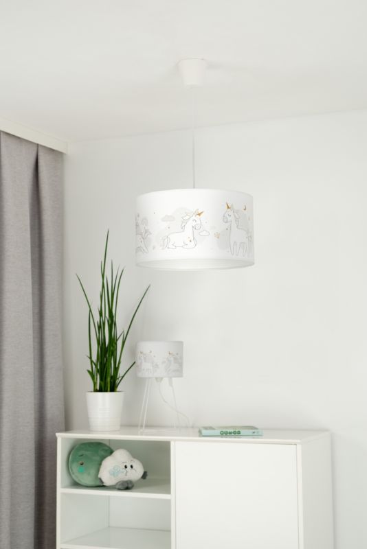 Lampeskærm Duolla 1 x E27 Enhjørning 35 cm Hvid