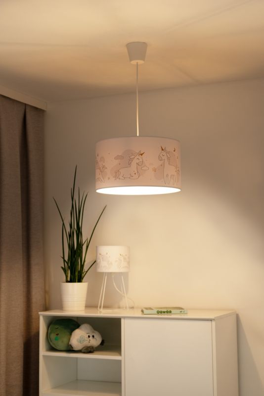 Lampeskærm Duolla 1 x E27 Enhjørning 35 cm Hvid