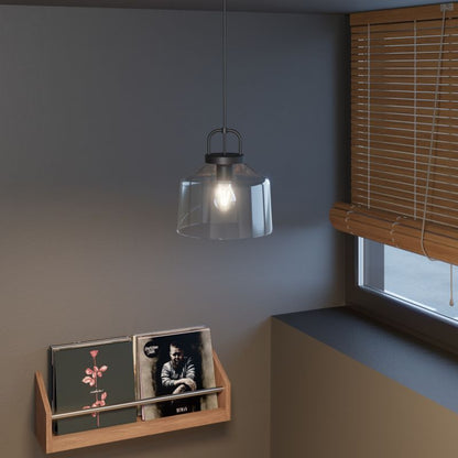 Hængelampe Boronia 1xE27 Glas 24 cm Sort