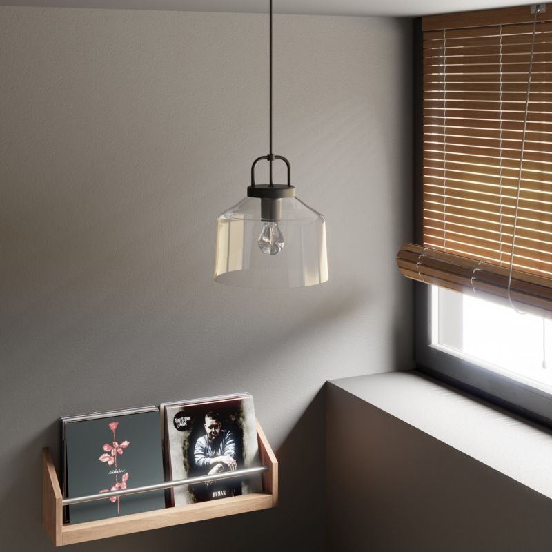 Hængelampe Boronia 1xE27 Glas 24 cm Sort