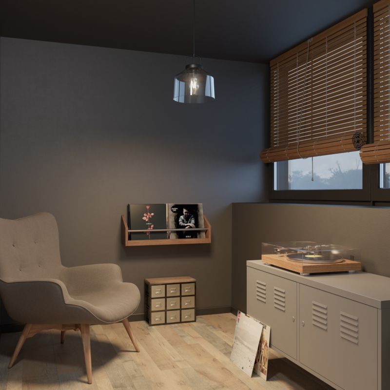 Hængelampe Boronia 1xE27 Glas 24 cm Sort