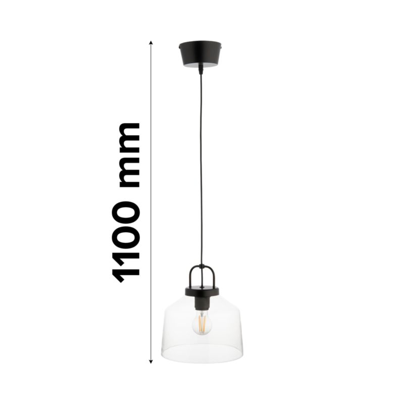 Hængelampe Boronia 1xE27 Glas 24 cm Sort