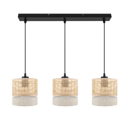 Loftlampe Conebill 3xE27 Sort/Naturlig 110 cm
