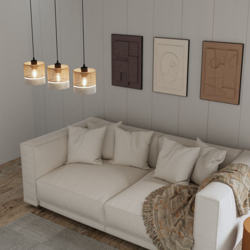 Loftlampe Conebill 3xE27 Sort/Naturlig 110 cm