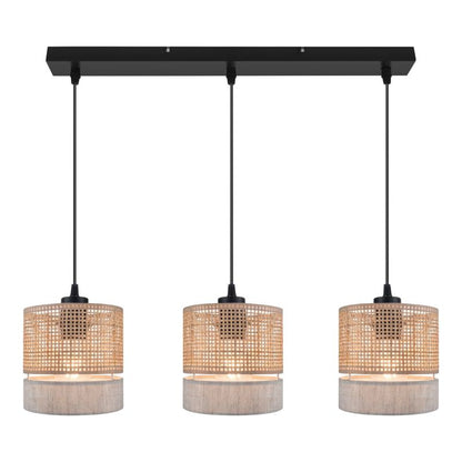 Loftlampe Conebill 3xE27 Sort/Naturlig 110 cm