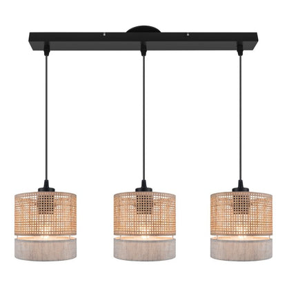 Loftlampe Conebill 3xE27 Sort/Naturlig 110 cm