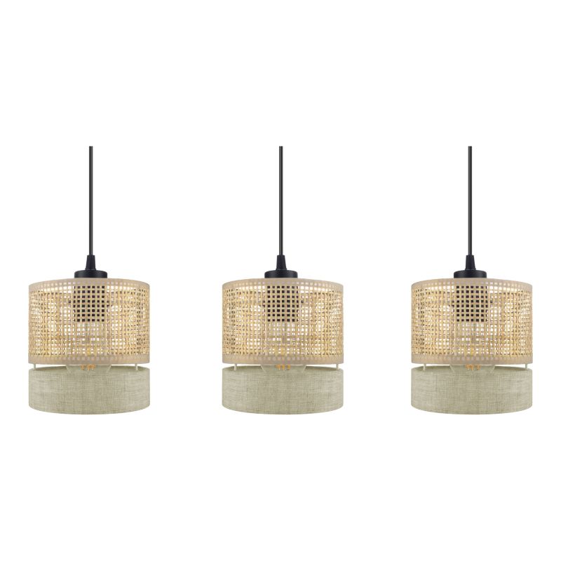 Loftlampe Conebill 3xE27 Sort/Naturlig 110 cm