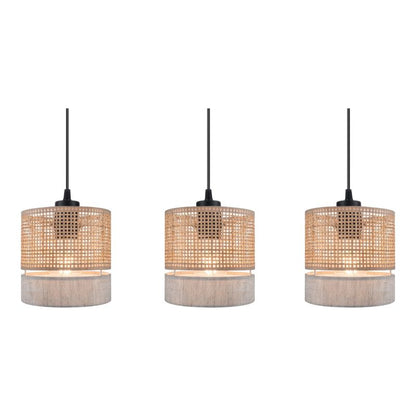 Loftlampe Conebill 3xE27 Sort/Naturlig 110 cm
