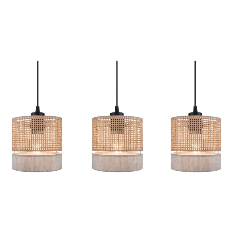 Loftlampe Conebill 3xE27 Sort/Naturlig 110 cm