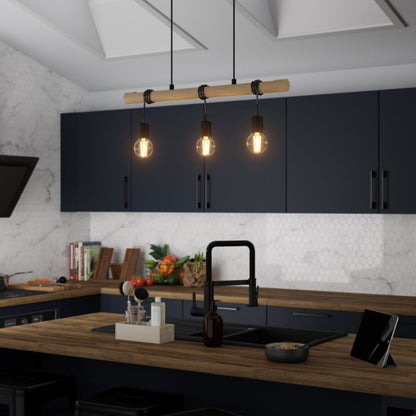 Loftslampe Hornero 3xE27 Sort Træ