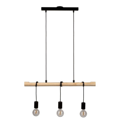 Loftslampe Hornero 3xE27 Sort Træ